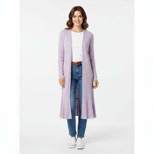 Must-Have Lisa Rinna Medium Purple Open Front Longline Cardigan Soft & Stretchy!